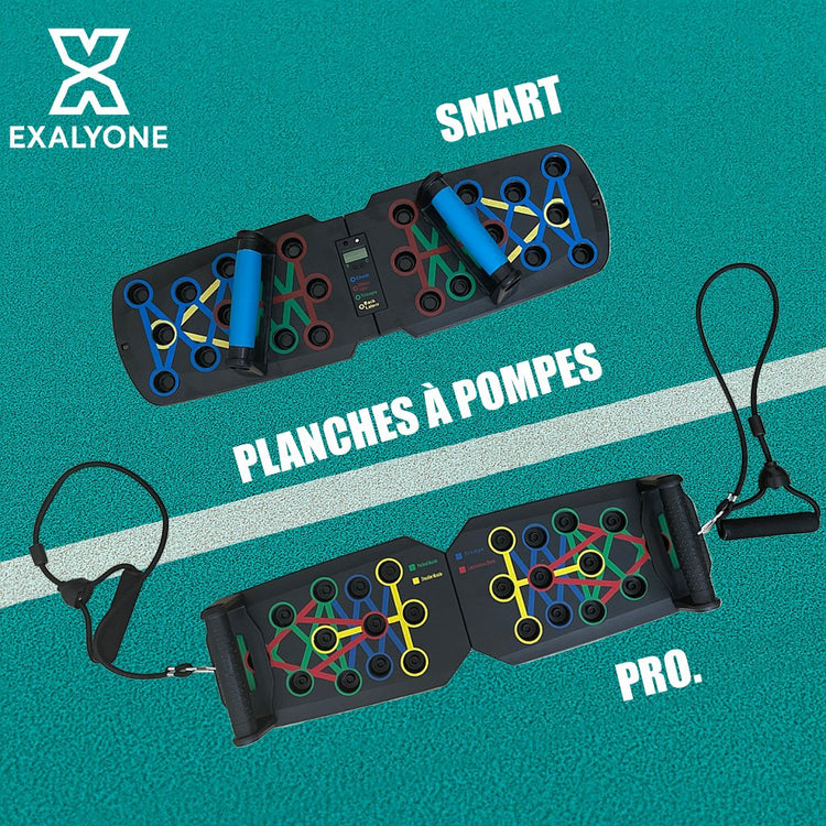 Collection Planches à pompes Exalyone – PowerPush Smart et Pro pour musculation du haut du corps à domicile.
